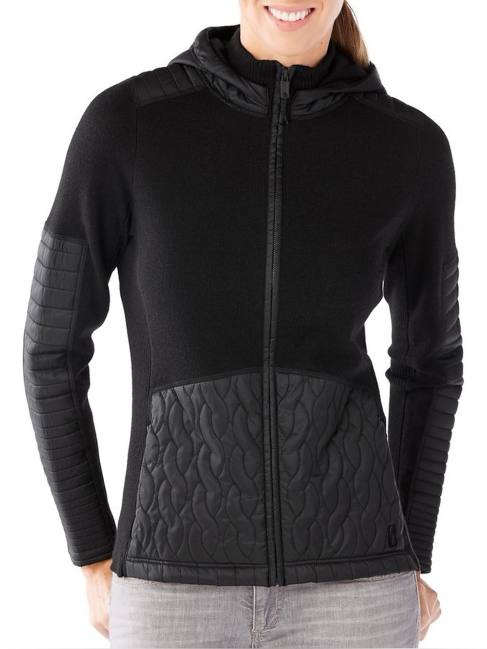 Smartwool Black Ski Ninja Hooded Full Zip Jacket Sweater Size Large